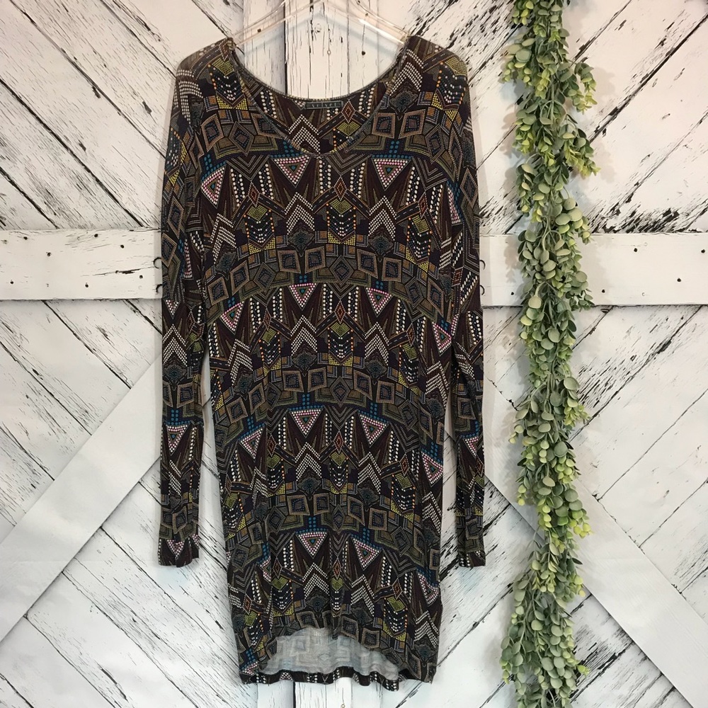 Velvet Patterned Dolman Sleeve Dress Size Large